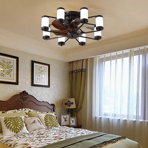 English Elm Ceiling Fan 21.7" With Dimmable Light Dc Motor and 6 Speeds Reversible With Remote Control Flush Mount Low Profile Indoor With 5 Blade For Living Room, Bedroom