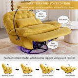 English Elm 270 Degree Swivel Power Recliner With Voice Control, Bluetooth Music Player,Usb Ports, Atmosphere Lamp, Hidden Arm Storage and Mobile Phone Holder For Living Room, Bedroom, Apartment, Yellow