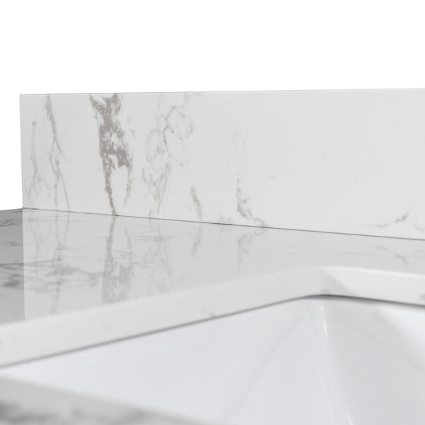 English Elm Montary Engineered Stone Vanity Top Carrara Veining Undermount Sink Polished Finish W50921985