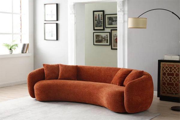 English Elm 102'' Curved Boucle Sectional Five Seat Half Moon Sofa with Plush Fleece Cushions W87694859