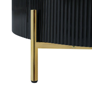 English Elm Modern Marble Pattern Round Coffee Table with Gold Legs and Two Storage Drawers WF311606AAB