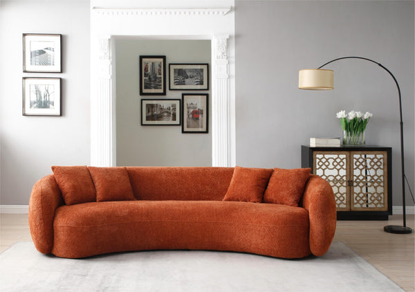 English Elm 102'' Curved Boucle Sectional Five Seat Half Moon Sofa with Plush Fleece Cushions W87694859