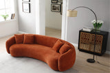 English Elm 102'' 5-Seater Boucle Sofa Modern Sectional Half Moon Leisure Couch Curved Sofa Teddy Fleece Orange