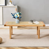 English Elm Modern and Minimalist Rectangular Rattan Tabletop With Rubber Wooden Legs, Imitation Rattan Woven Chinese Side Table, Suitable For Small Rectangular Tables In Living Rooms, Dining Rooms, and Bedrooms