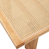 English Elm Modern and Minimalist Rectangular Rattan Tabletop With Rubber Wooden Legs, Imitation Rattan Woven Chinese Side Table, Suitable For Small Rectangular Tables In Living Rooms, Dining Rooms, and Bedrooms