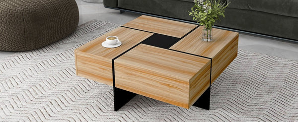 English Elm [new Picture] Square Coffee Table with Hidden Storage and Extendable Sliding Gloss Top WF305182AAD