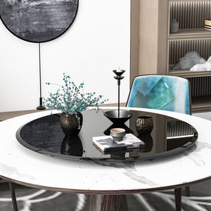 English Elm 36" Round Tempered Glass Table Top – Elegant Black Finish, Beveled Edge, Durable & Easy To Clean W1265118650
