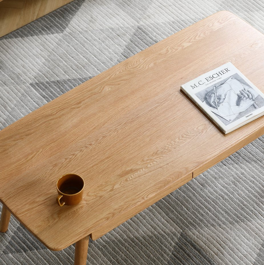 English Elm Center Table - Solid Oak Coffee & Study Desk With Storage Drawers, Easy Assembly & Durable Design W1283P290005