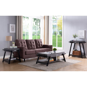 English Elm Home End Table Distressed Grey & Black — Storage Side Table with Drawer, Lower Shelf for Living Room B107131303