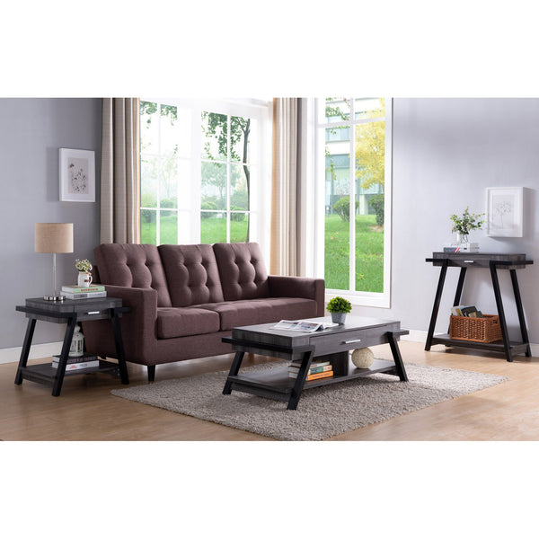 English Elm Home End Table Distressed Grey & Black — Storage Side Table with Drawer, Lower Shelf for Living Room B107131303