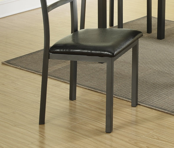 English Elm Modern 5pc Dining Set Faux Marble 48" Table with 4 Black Faux Leather Chairs Contemporary Chic B011S00541