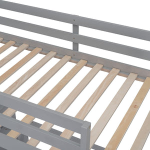 English Elm Twin Over Full Bunk Bed with Built-in Desk and Storage Drawers for Kids Rooms Gray LT001005AAE