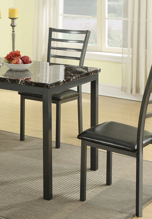 English Elm Modern 5pc Dining Set Faux Marble 48" Table with 4 Black Faux Leather Chairs Contemporary Chic B011S00541