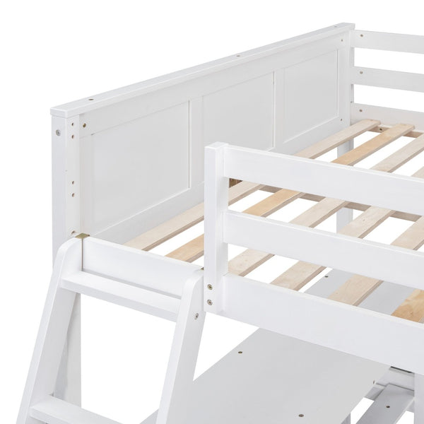 English Elm Full Over Kids Bunk Bed with Built in Study Desk and Two Storage Drawers White LT001006AAK