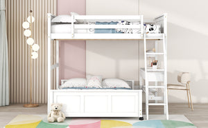 English Elm Full Over Kids Bunk Bed with Built in Study Desk and Two Storage Drawers White LT001006AAK-1