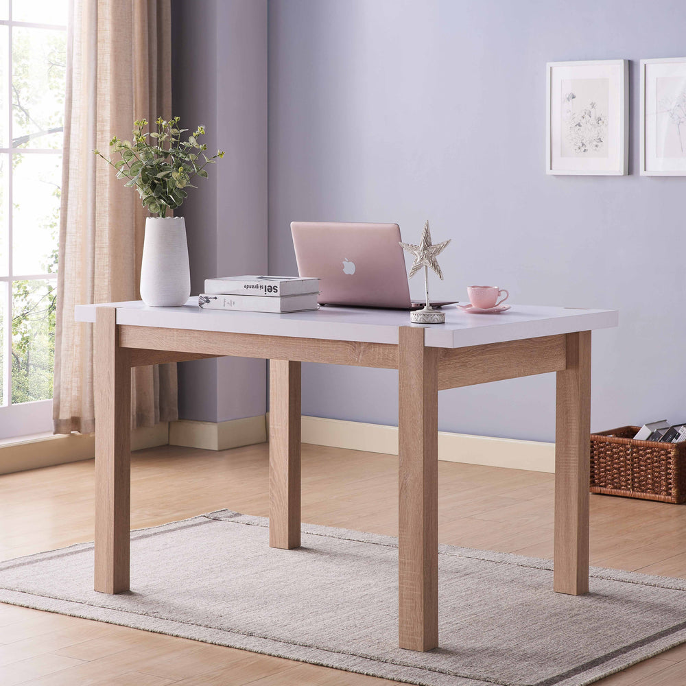 English Elm Dining Modern Two-Tone Dining Table for 4 with Thick Melamine Hollow-Core Top & Sturdy Wood Legs B107P353131