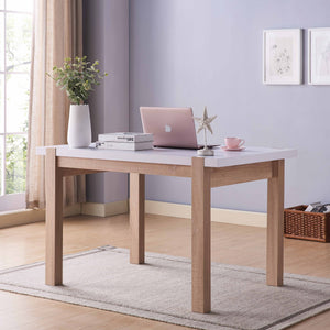 English Elm Dining Modern Two-Tone Dining Table for 4 with Thick Melamine Hollow-Core Top & Sturdy Wood Legs B107P353131