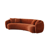 Modern Boucle 5-Seater Sectional Sofa in Teddy Fleece Orange, Curved Design, 102''