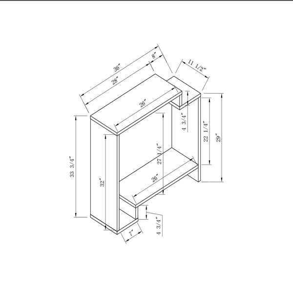 English Elm Contemporary Multi-Shelf Console Table in White & Grey — Modern Entryway Organizer with Storage Space B107131400