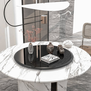 English Elm 28" Round Black Tempered Glass Tabletop Beveled Polished Edge for Dining or Patio W1265118642