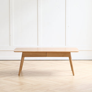 English Elm Center Table - Solid Oak Coffee & Study Desk With Storage Drawers, Easy Assembly & Durable Design W1283P290005