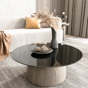English Elm 30" Round Black Tempered Glass Table Top Polished Edge Sleek Dining Patio Surface W1265118638