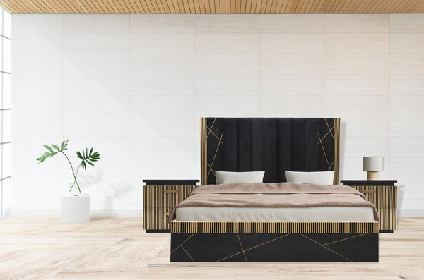 English Elm Modern 4Pc King Bedroom Set: Sustainable Mango Wood With Brass Accents, Storage & Timeless Elegance B009S01020