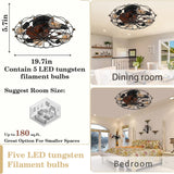 English Elm Low Profile Caged Ceiling Fan With Lights Remote Control, Embedded Modern Industrial Ceiling Fan