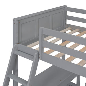 English Elm Twin Over Full Bunk Bed with Built-in Desk and Storage Drawers for Kids Rooms Gray LT001005AAE