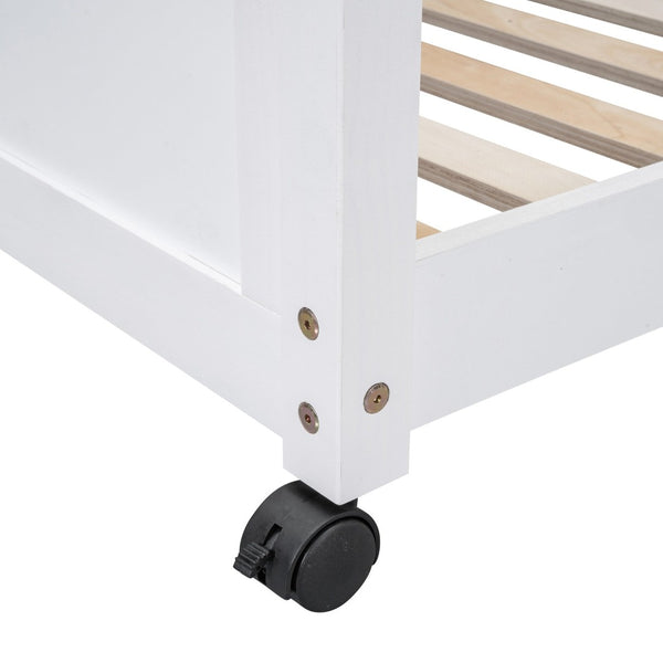 English Elm Full Over Kids Bunk Bed with Built in Study Desk and Two Storage Drawers White LT001006AAK-1
