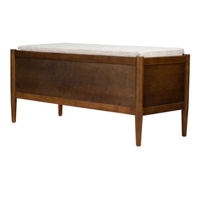 English Elm Accent Ink + Ivy Storage Bench with Upholstered Cushion, Mid-Century Walnut Finish, Handles & Dual Storage B035129470