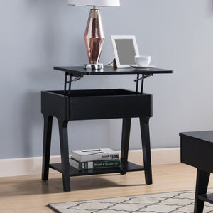 English Elm Black Lift-Top End Table with Hidden Storage and Open Shelf for Sofa Convenience and Everyday Use B107131010