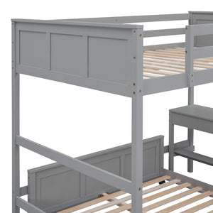 English Elm Full Over Kids Bunk Bed with Built in Study Desk and Two Storage Drawers Gray LT001006AAE-1