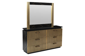 English Elm Modern 6-Drawer Dresser In Mango Wood With Elegant Brass Accents For Stylish Bedroom Storage Solutions B009128312
