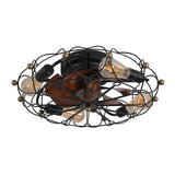 English Elm Low Profile Caged Ceiling Fan With Lights Remote Control, Embedded Modern Industrial Ceiling Fan