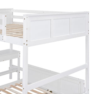 English Elm Full Over Kids Bunk Bed with Built in Study Desk and Two Storage Drawers White LT001006AAK