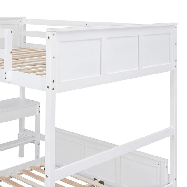 English Elm Full Over Kids Bunk Bed with Built in Study Desk and Two Storage Drawers White LT001006AAK