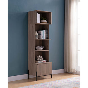 English Elm Bakers Slim Dark Taupe Kitchen Display Cabinet with Metal Legs, Microwave Station & Storage B107130976