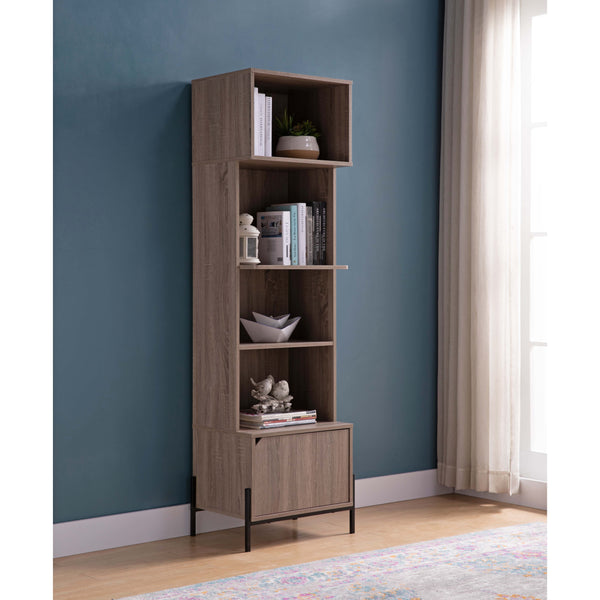 English Elm Bakers Slim Dark Taupe Kitchen Display Cabinet with Metal Legs, Microwave Station & Storage B107130976