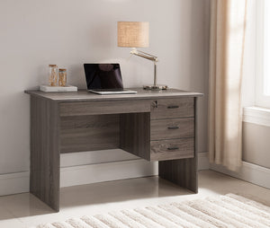 English Elm Executive Executive Office Desk with Lockable 3 Drawers & Catch-All, Distressed Grey Finish for Home Office Productivity and Secure Storage B107130990