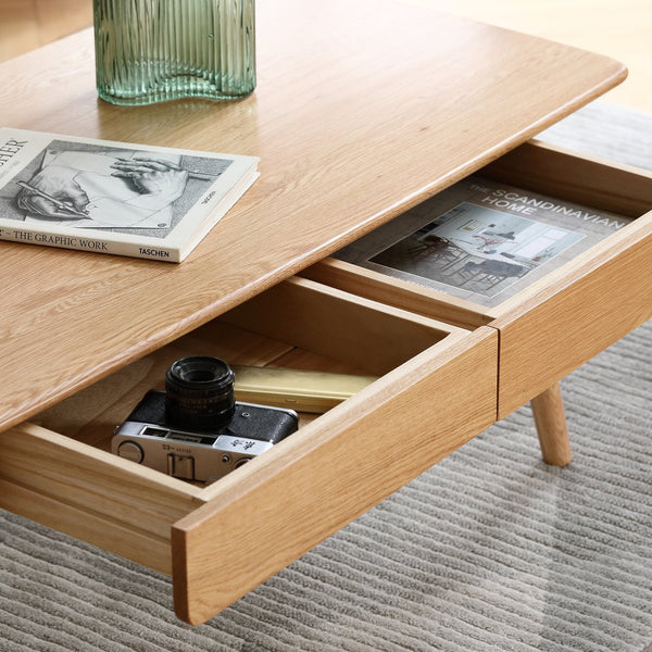English Elm Center Table - Solid Oak Coffee & Study Desk With Storage Drawers, Easy Assembly & Durable Design W1283P290005