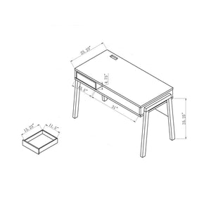 English Elm Office Desk Compact Computer Desk with Hidden Shelf, Drawer & USB/Power Outlet for Dorms/Home Offices B107P287710