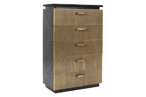 English Elm Modern 5-Piece King Bedroom Set In Solid Mango Wood With Stylish Black Finish & Brass Accents B009S01022