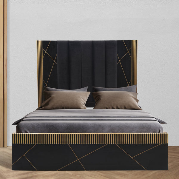 English Elm Modern 4Pc King Bedroom Set: Sustainable Mango Wood With Brass Accents, Storage & Timeless Elegance B009S01020