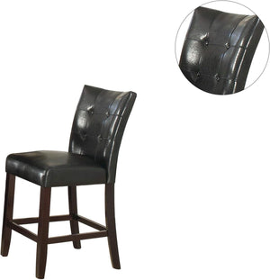 English Elm Modern Counter Height Chairs Set of 2 — Black Faux Leather Tufted Parson Stools, Espresso Trim, Plush Seating 92" B011130016