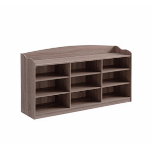 English Elm Wooden Shoe Storage Bench with Nine Shelves, Dark Taupe Entryway Organizer for 18 Pairs (Premium) B107131299