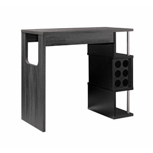 English Elm Home Bar Table Distressed Grey & Black with Wine Glass Rack, 3 Shelves, Spacious Top for Entertaining B107130874