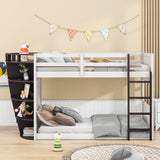 Hearth and Haven Hester Twin over Twin Boat-Like Shape Bunk Bed with Storage Shelves, Cream and Espresso GX000348AAP