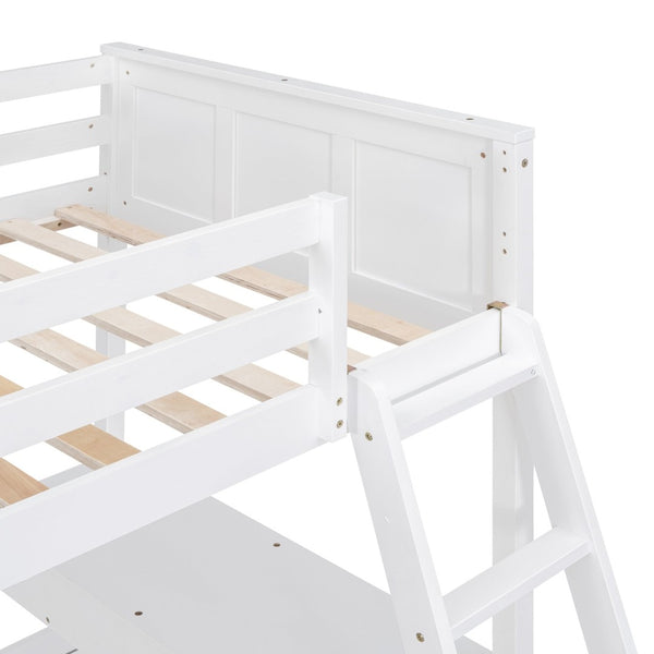 English Elm Twin Over Full Bunk Bed with Built-in Desk and Storage Drawers for Kids Rooms White LT001005AAK