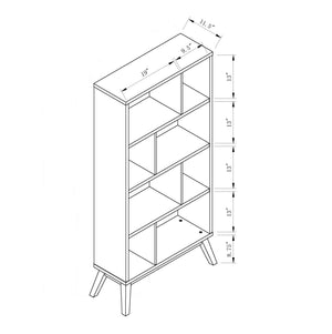 English Elm Mid-Century 4-Tier Bookcase Distressed Gray Wood Display Shelf with Dividers—Stylish Storage & Decor Organizer B107131295